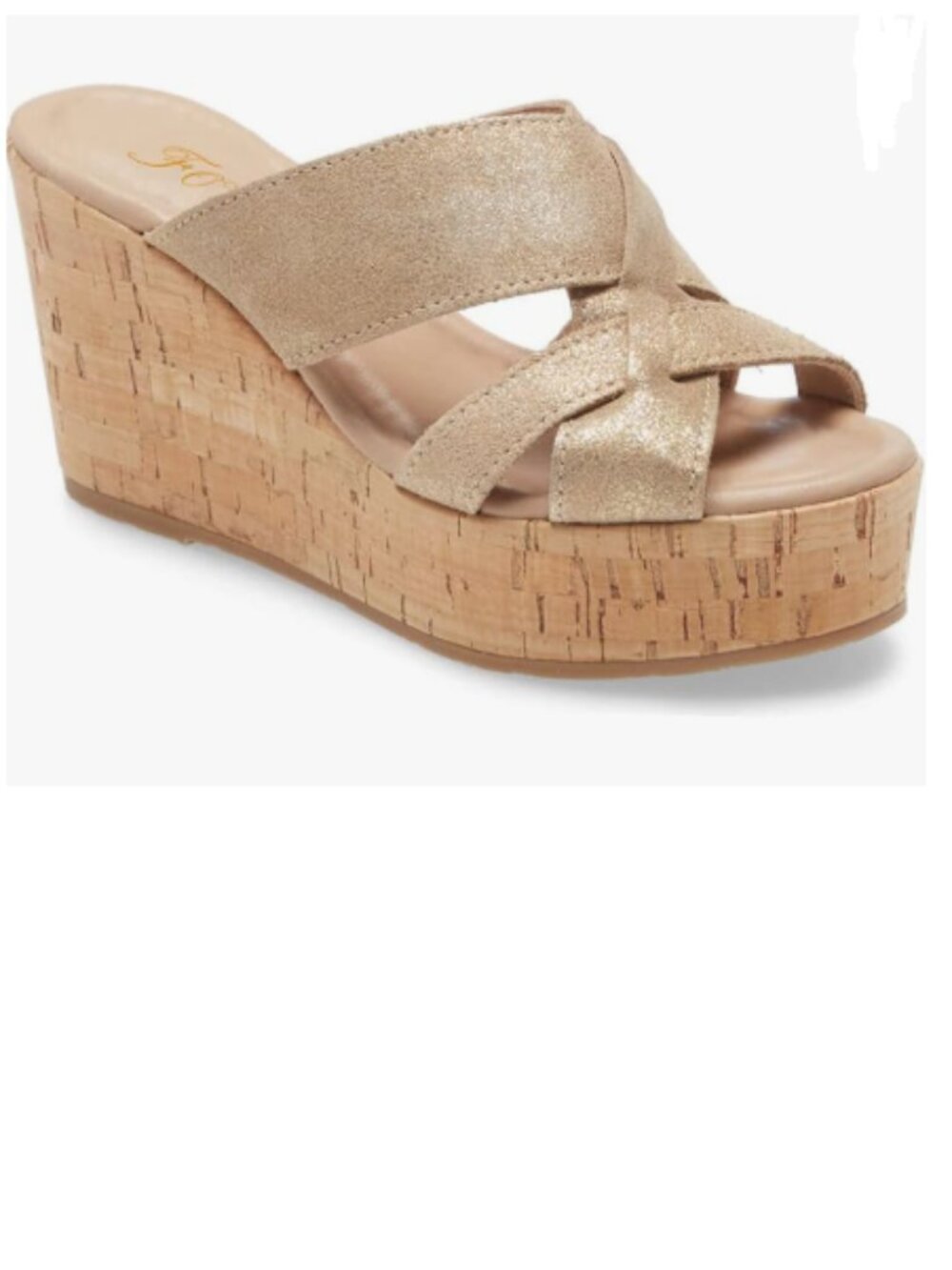 FOWT Gold Cork Wedge Sandals Cross Strappy High Platform Open Peep Toe Slippers